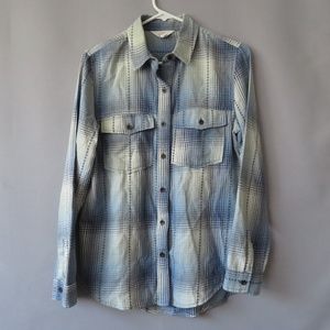 X SUN & SHADOW BUTTON DOWN LS PLAID SHIRT
